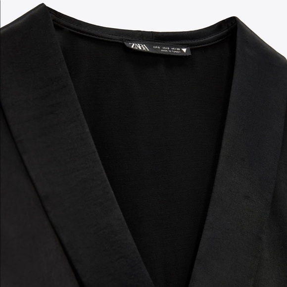 Zara Jewel Trim Satin Effect Dress Black Draped - Picture 8 of 14